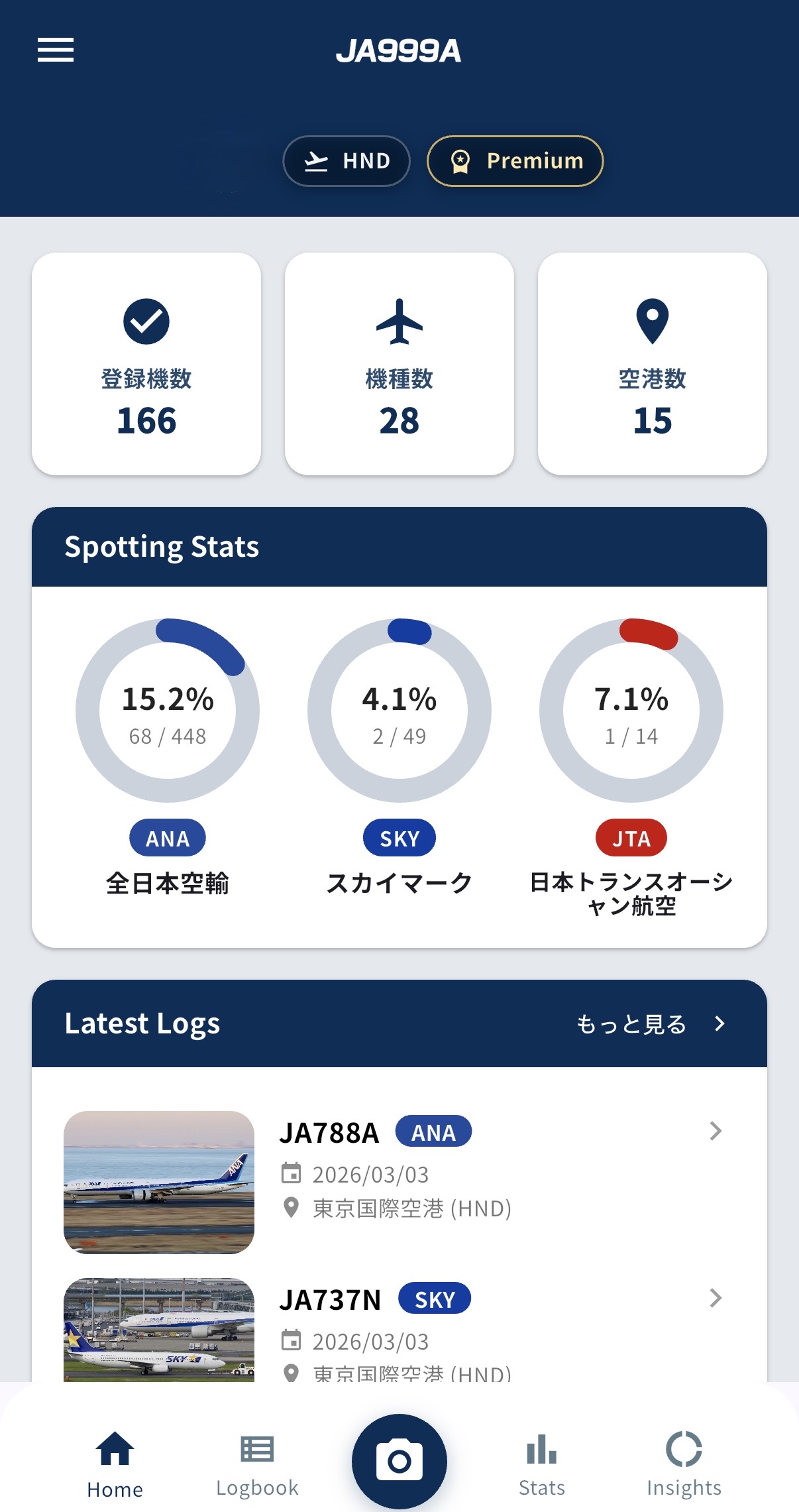 ホーム（登録数・機種数・空港数など）